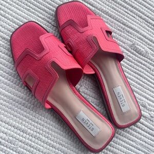 Steven New York Harlien Raffia Slide Sandals Coral Size 10